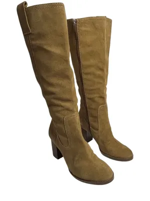 Enzo Angiolini Eajenya Tan Suede Knee High Block Heel Boots Womens 9M thumbnail 1