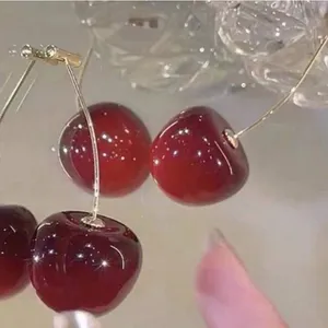 Elegant Red Cherry Drop Earrings thumbnail 5
