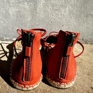 Eileen Fisher Lace Espadrilles Leather Sandals Closed Toe Tangelo Orange 6 thumbnail 5