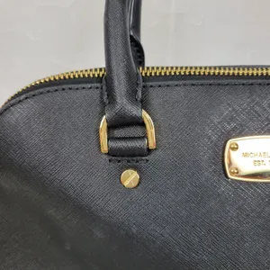MICHAEL Michael Kors Women Bag Black Leather Cindy Dome Satchel Detachable Strap thumbnail 4