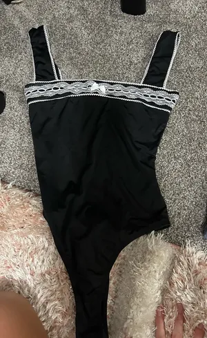 Princess Polly Black Lace Trim Bodysuit thumbnail 1