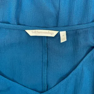 Soft Surroundings Mirabella Moroccan Ruffle Dress Lagenlook Teal Size M thumbnail 10