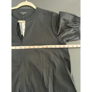 J.Crew Mini Dress Women M Black New Ruffle Hem Cotton Poplin CJ492 Short Sleeve thumbnail 8