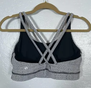 Lululemon Women 12 White Black Houndstooth Energy Sports Bra Athletic Workout thumbnail 4