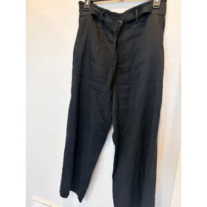 Vince Black Linen Blend Belted Utility Culottes Wide Leg Cropped Pants Size 6 thumbnail 7
