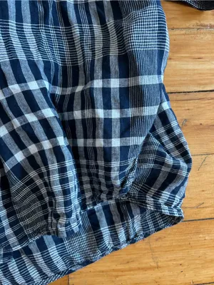 Everlane Oversized Flannel Shirt Dress Plaid Long Sleeve Relaxed linen large thumbnail 5