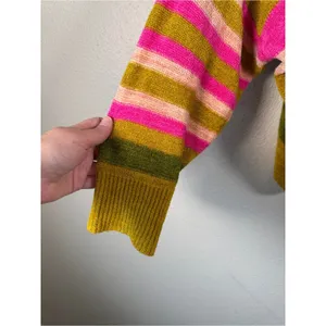 Free People Striped Green Pink Striped Oversized Sweater Womens S Boho Casual thumbnail 11
