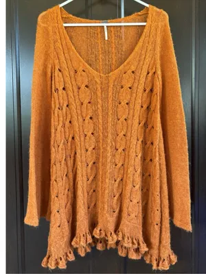 Free People Waterfall Alpaca Blend Cable Knit A Line Sweater Generous Size Small thumbnail 3