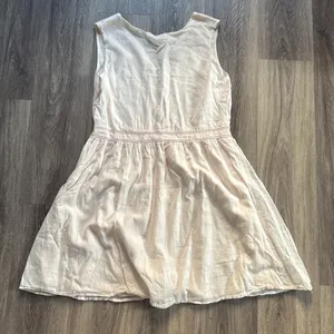 Anthropologie X Laila Cream V-Neck Sleeveless A-Line Sundress embroidered floral thumbnail 2