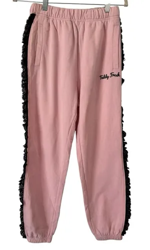 Teddy Fresh Pink Black Lace Jogger Sweatpants Women’s Size Small thumbnail 1