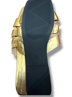 SHEIN | NWT Gold Croc-Embossed Slide Square Toe Beach Sandals (Size 42) thumbnail 5