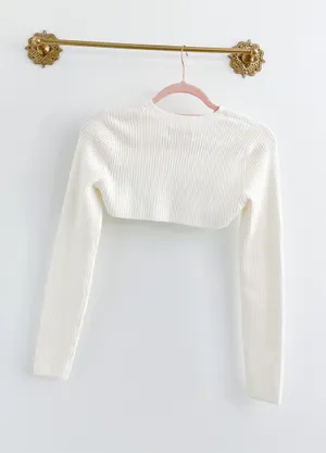 Abercrombie Cream Ribbed Ultra Crop Bolero Shrug Sweater thumbnail 5