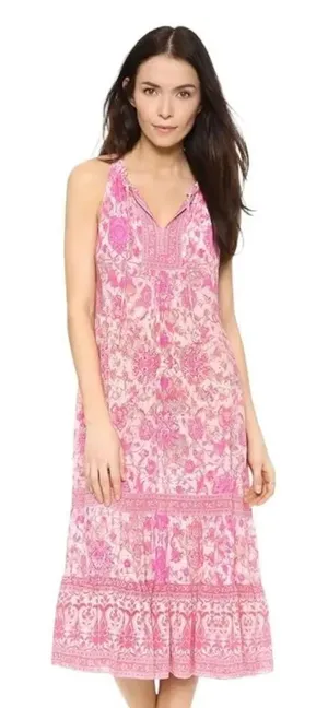 Rebecca Taylor Dreamweaver Print Silk Midi Dress Pink 8 thumbnail 1
