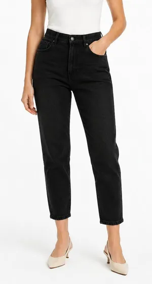 Zara High Rise Black Mom Jeans Women’s Size 6 Tapered thumbnail 1