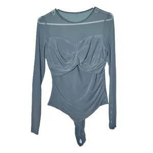 NWT REORIA Women’s Sheer‎ Mesh Long Sleeve Front Twist Knot Ruched Top - Large thumbnail 6