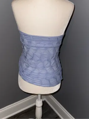 Urban Outfitters Light Blue Strapless Ruched Drawstring Women's Top size large thumbnail 3