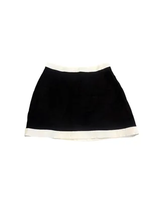 Reformation Robbie Linen Mini Skirt Black White Trim 4 thumbnail 3