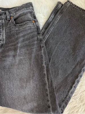Madewell Low Slung Baggy Jeans Gray Black 25 Button Fly Wide Leg thumbnail 4