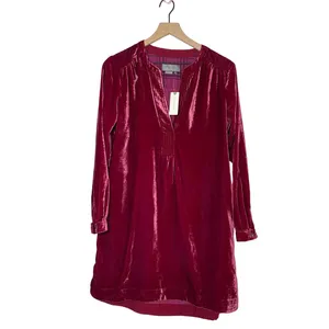 NEW Anthropologie Women's Size XS Melody Velvet‎ Tunic Dress Raspberry Pink Red thumbnail 2