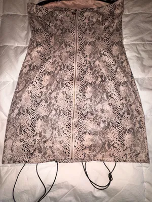 Meshki Snake Print Mini Dress in Beige and Black thumbnail 6