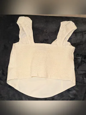 Aerie Cropped Corset Puff Sleeve Smocked Back Top Size Medium New with tag thumbnail 5