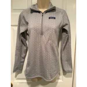Patagonia Women Gray 1/4 Zip Fleece Pullover Geometric Diamond Knit XS 25618 thumbnail 2