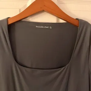 Large Abercrombie & Fitch Soft Matte Grey Square Neck Long Sleeve Shirt thumbnail 4