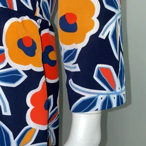 Hutch Retro Navy Blue Orange Floral Mini Dress 3/4 Sleeve Women's Size 10 Petite thumbnail 6