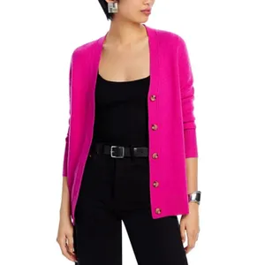 C by Bloomingdale's Cashmere Cardigan Women XS Pink V-Neck 2-Ply Soft Knit thumbnail 4