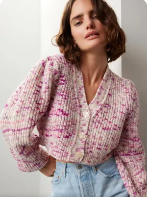LoveShackFancy Avignon Crop Berry Medley Barbie Coquette Puff Sleeve Cardigan M thumbnail 1