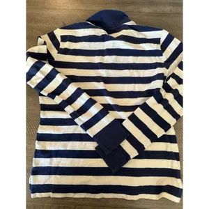 Ralph Lauren Skinny Polo Long Sleeve Shirt Navy White Stripe Size M thumbnail 2