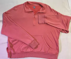 Aerie Coral 1/4 Zip Sweater W/ Kangaroo Pockets Sz L D42 Fall Cottage Festival thumbnail 1