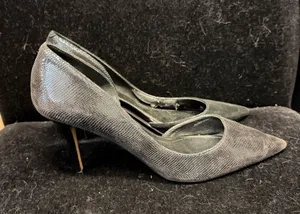 White House Black Market Grey Snakeskin d'Orsay Pointed‎ Toe Pumps Heels Size 8M thumbnail 1