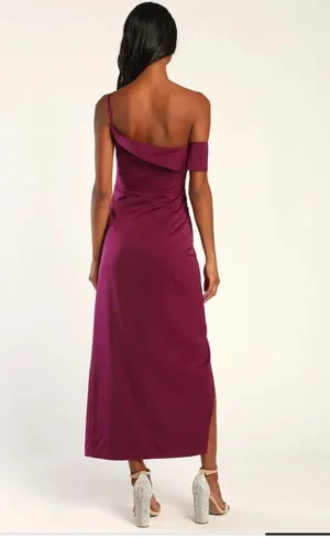Lulu’s Showing Off a Little Magenta Asymmetrical Tulip Midi Dress thumbnail 2