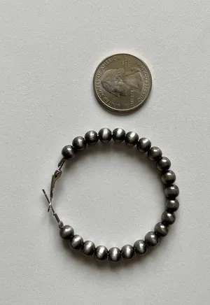 Red Saguaro Trading Post Navajo Style Pearl Hoop Earrings thumbnail 3