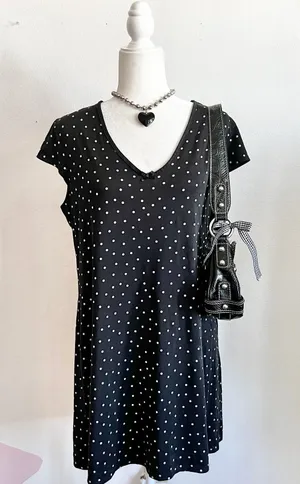 Linea Donatella Vintage Polka Dot Nightgown, Coquette Retro Balletcore Cottagecore Medium‎ thumbnail 1