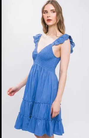 Love Tree ruffled linen sun dress thumbnail 2