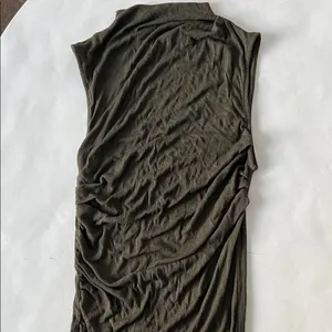 ENZA COSTA Silk Blend Knit Sleeveless Twist Ruched Midi Dress Army Green L $260 thumbnail 7
