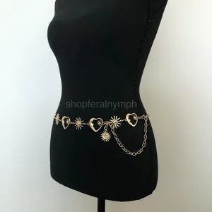 Celestial Gold Sun Heart Crescent Moon Chain Belt, Fits 20–39.5 Inches, X7GA1158 thumbnail 3