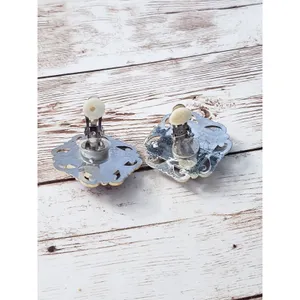 Vintage Clip On Earrings - Pink with Ornate Gold Tone Halo thumbnail 3