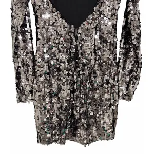 Bardot Valentina Sequin Long-Sleeve Mini Dress Smoke Women's‎ Size XS/2 thumbnail 6