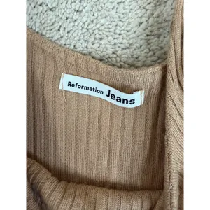 Reformation Jumpsuit Women XS‎ Tan Ribbed Tie Waist Wide Leg Sleeveless Lyocell thumbnail 8