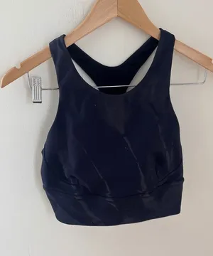 Lululemon Invigorate Training Bra Navy Blue Marble Print High Neck‎ Racerback 8 thumbnail 1