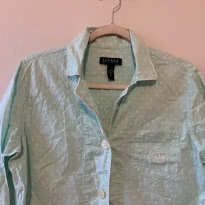 Lauren Ralph Lauren Womens Size Medium Multicolor Polka Dot Button Blouse Top thumbnail 2