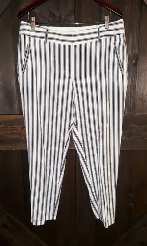 Ann Taylor Loft Striped‎ Summer Pants in Marisa Fit Sz 10 Jasmine Color thumbnail 1