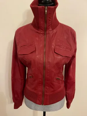 Zenana Red Faux Leather Jacket thumbnail 1