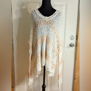 POL Crochet peach and white Oversized Comfy Sweater NWT size Medium thumbnail 4