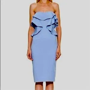 Alexia Admor Dress Women 6 Blue Strapless‎ Ruffle Peplum Sheath Cocktail Party thumbnail 3