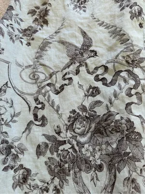 Etcetera Size 2 Blue Brown Toile Bird Floral 100% Linen Straight y2k Pants thumbnail 8