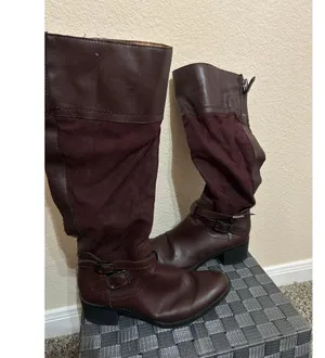 Franco Sarto Boots Womens Size 7.5 Cranberry Red Brown Suede Autumn Western Boho thumbnail 6